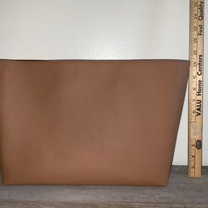 Cuyana tote insert and organizer, camel leather microsuede